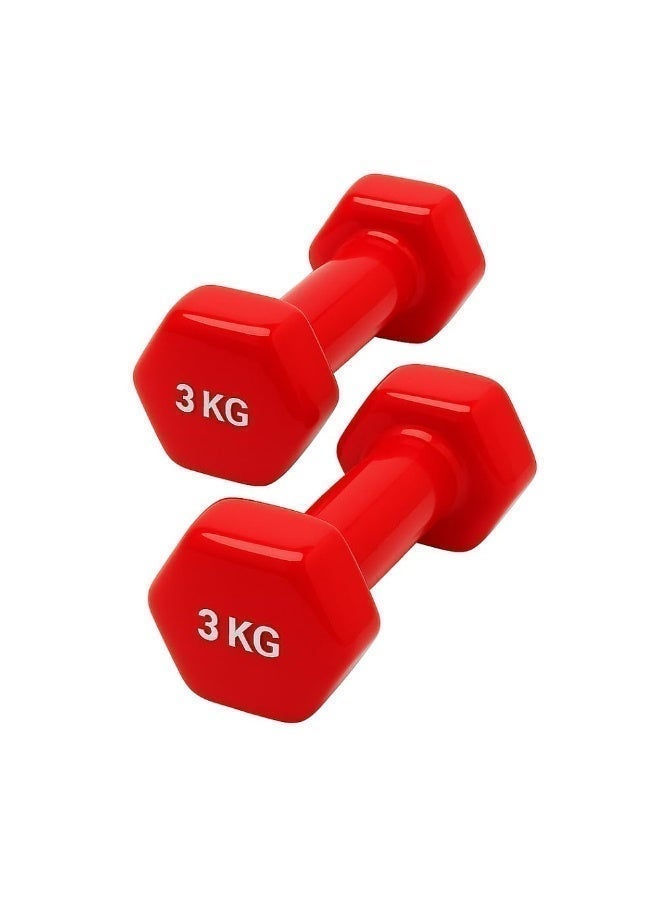 ENDLESS  Vinyl Coated Fixed Dumbbell for Gym Exercises | Pair of 3 Kg ( 2 * 6.6 LB ) | Material : Iron with Vinyl Coat | Weights for Women and Men - Image 1